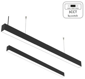 Κρεμαστό Φωτιστικό Κρεμαστό φωτιστικό LED 30W 3CCT (By Switch) από αλουμίνιο σε μαύρη απόχρωση D:90cm (6072-90-BL)