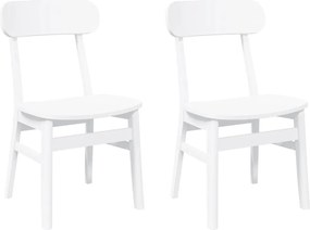 vidaXL Καρέκλες τραπεζαρίας 2 τεμάχια Λευκό μασίφ ξύλο καουτσούκ