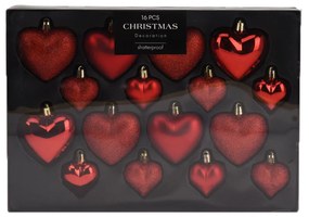 Χριστουγεννιάτικα Στολίδια (Σετ 16τμχ) K-M Heart Red AVS101620