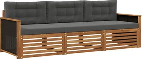 vidaXL Σειρά Καναπέ Εξωτερικού 3 pcs Φυσικό και Ανθρακί Πολυεστέρας
