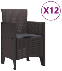 vidaXL Σετ Τραπεζαρίας Κήπου 13 Τεμαχίων με Μαξιλάρια Καφέ Πολυ Ρατάν