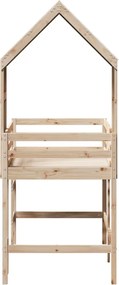 vidaXL Υπερυψ. Κρεβάτι 90x200 εκ. Μασίφ Πεύκο με Σκάλα / Οροφή