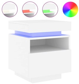 vidaXL Κομοδίνα με Φώτα LED 2 τεμ. Λευκά 40 x 39 x 48,5 εκ.