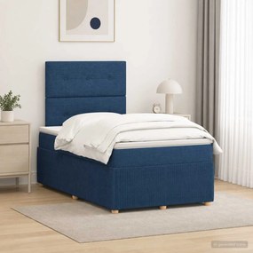 vidaXL Κρεβάτι box spring με στρώμα Μπλε 120 x 190 cm Ύφασμα