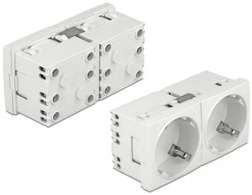 DELOCK διπλό module πρίζας ρεύματος Easy 45 81325, 45°, 45x45mm, 5τμχ