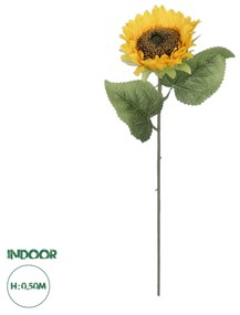 GloboStar® Artificial Garden YELLOW SUNFLOWER  BRANCH 21112 Τεχνητό Διακοσμητικό Κλαδί Ηλιοτρόπιο Κίτρινο Y50cm