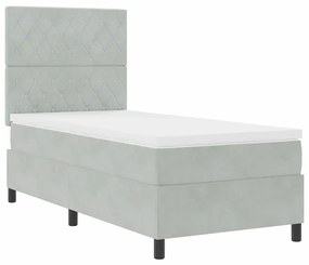 vidaXL Κρεβάτι με ελατήρια με στρώμα Ανοιχτό γκρι 90 x 200 cm Βελούδο