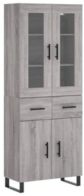 vidaXL Ντουλάπι Γκρι Sonoma 69,5 x 34 x 180 εκ. Επεξεργασμένο Ξύλο