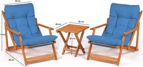 Garden Table &amp; Chairs Set (3 Pieces) My007 - Blue Blue
Natural