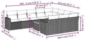 vidaXL Σαλόνι Κήπου Σετ 11 Τεμαχίων Μαύρο Συνθετικό Ρατάν με Μαξιλάρια