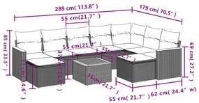 vidaXL Σαλόνι Κήπου 10 Τεμαχίων Γκρι από Συνθετικό Ρατάν με Μαξιλάρια