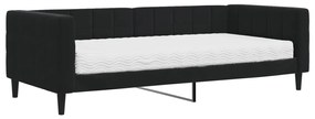 vidaXL Καναπές Κρεβάτι με Στρώμα μαύρο 90 x 200 εκ. Βελούδινος