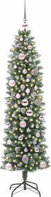 vidaXL Τεχνητό Λεπτό Χριστουγεννιάτικο Δέντρο Πράσινο και Λευκό 150 cm