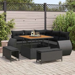 vidaXL Σετ Καναπέ Κήπου 8 pcs Μαύρο συνθετικό ρατάν