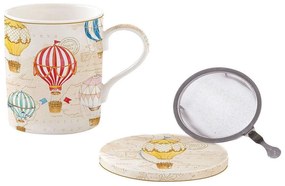 Κούπα Με Σουβέρ Και Σουρωτήρι Air Balloons 105AIRB 350ml Multi Easy Life Porcelain