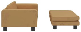 vidaXL Καναπές Παιδικός με Υποπόδιο Καφέ 100x50x30 εκ. Βελούδινος