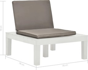 vidaXL Καρέκλα Κήπου Λευκή Πλαστική με Μαξιλάρι