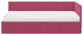 vidaXL Κρεβάτι Γωνίας με στρώμα Μπορντό 100 x 200 cm Βελούδο