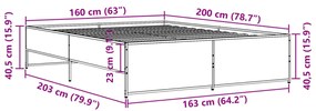 ΠΛΑΙΣΙΟ ΚΡΕΒΑΤΙΟΥ ΜΑΥΡΟ 160 X 200 ΕΚ. ΕΠΕΞ. ΞΥΛΟ &amp; ΜΕΤΑΛΛΟ 3279877