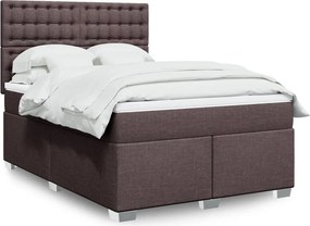 vidaXL Κρεβάτι Boxspring με Στρώμα Σκούρο Καφέ 160x200 εκ Υφασμάτινο