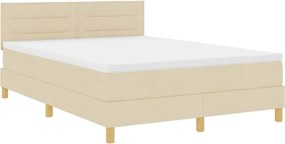 vidaXL Κρεβάτι με ελατήρια με μαξιλάρι Κρεμ 140 x 200 cm ύφασμα