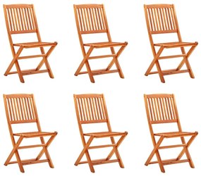 Καρέκλες Κήπου Πτυσσόμενες 6 τεμ. από Μασίφ Ξύλο Ευκαλύπτου - Καφέ