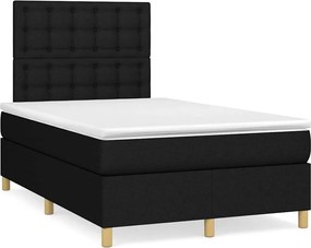 vidaXL Κρεβάτι Boxspring με Στρώμα &amp; LED Μαύρο 120x190 εκ. Υφασμάτινο