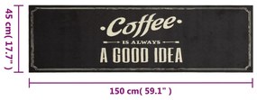 vidaXL Χαλί Κουζίνας Πλενόμενο Επιγραφή Coffee 45x150 εκ. Βελούδο