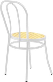 Καρέκλα Βιέννης pakoworld pe rattan μπεζ-μέταλλο λευκό