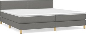 vidaXL Κρεβάτι Boxspring με Στρώμα Σκούρο Γκρι 200x200 εκ. Υφασμάτινο