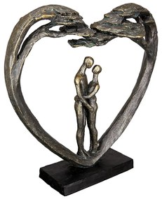 Γλυπτό Καρδιά &#039;Love Tree&#039; Ζευγάρι Μοτίβο Πολυρεζίνη Μπρονζέ 8x32x31.5cm