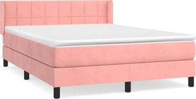 vidaXL Κρεβάτι Boxspring με Στρώμα Ροζ 140x190 εκ. Βελούδινο