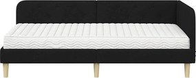 vidaXL Κρεβάτι Γωνίας Μαύρο 90 x 190 cm ύφασμα