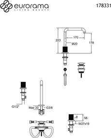 Eurorama Oso Chrome 178331 - Μπαταρία νιπτήρα 3 οπών