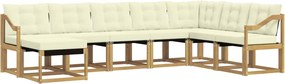 vidaXL Σειρά Καναπέ Εξωτερικού με μαξιλάρι 8 pcs Λευκό και Κρεμ