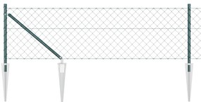vidaXL Φράχτης Αλυσίδας με 13 αγκιστρωτές 0.6x25 μέτρα Γαλβανισμένο Μέταλλο