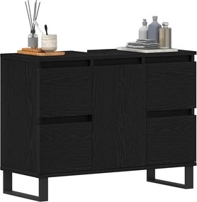 vidaXL Ντουλάπι Μπάνιου Μαύρη Οξυά 80 x 33 x 60 εκ Επεξεργασμένο ξύλο