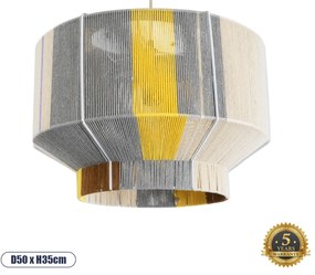 02290 GloboStar® GLOBOSTAR® SALERNO 02290 Boho Κρεμαστό Φωτιστικό Οροφής με Ντουί 1 x E27 AC 220-240V IP20 - Πολύχρωμο - Μ50 x Π50 x Υ35cm