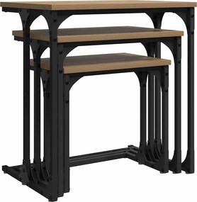 vidaXL Φωτιστικό Τραπεζάκι 3 pcs artisan δρυς Επεξεργασμένο ξύλο