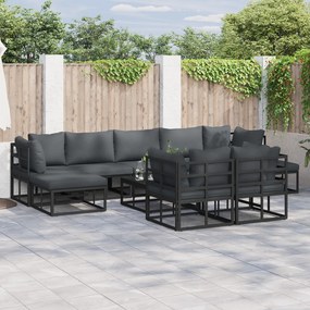 vidaXL Σετ Καναπέ Κήπου 9 pcs Μαύρο 353 x 141.5 x 71 εκ Αλουμίνιο