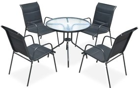 vidaXL Σετ Τραπεζαρίας Εξωτερικού Χώρου 5 Τεμαχίων Μαύρο Ατσάλινο