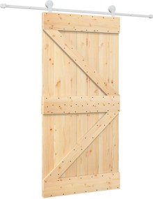 vidaXL Συρόμενη Πόρτα 100 x 210 cm Μασίφ Ξύλο Πεύκου Φυσικό και Λευκό
