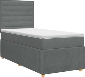 vidaXL Κρεβάτι box spring με στρώμα Σκούρο Γκρι 80 x 200 cm Ύφασμα