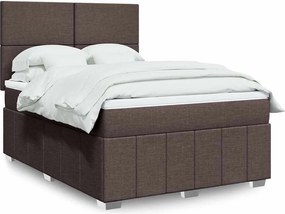 vidaXL Κρεβάτι Boxspring με Στρώμα Σκούρο Καφέ 160x200 εκ Υφασμάτινο