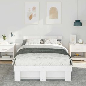 vidaXL Σκελετός Κρεβατιού Λευκό 140 x 190 cm Μασίφ ξύλο πεύκου