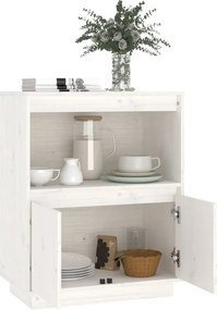 vidaXL Ντουλάπι Λευκό 60 x 34 x 75 εκ. από Μασίφ Ξύλο Πεύκου