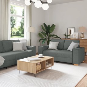 vidaXL Σετ Καναπέ 3 Τεμαχίων με Μαξιλάρια Σκούρο Γκρι Υφασμά