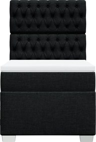 vidaXL Κρεβάτι Boxspring με Στρώμα Μαύρο 90x190 εκ.Υφασμάτινο