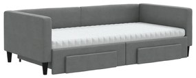 vidaXL Καναπές Κρεβάτι Συρόμενος Σκ. Γκρι 100x200εκ. Ύφασμα & Συρτάρια