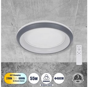 Πλαφονιέρα Φωτιστικό Οροφής LED CCT 55W 6376lm MELINA Globostar 61042 Ανθρακί